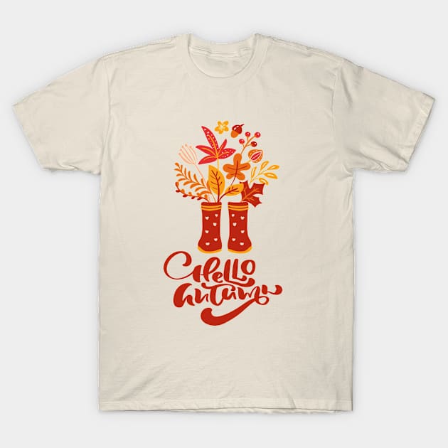 Thanksgiving - Hello Autumn - Welcome Fall T-Shirt by igzine